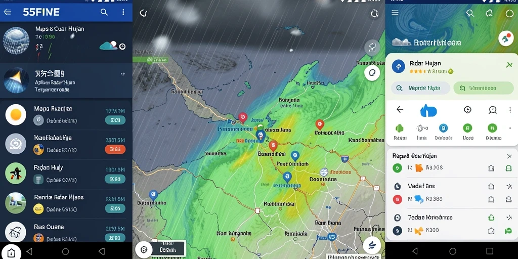 Antarmuka aplikasi 55FIVE menampilkan data radar hujan yang akurat.