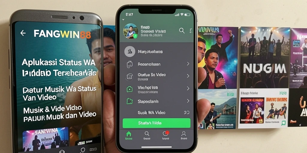 Antarmuka FANGWIN88 menampilkan berbagai pilihan video musik untuk Status WA.