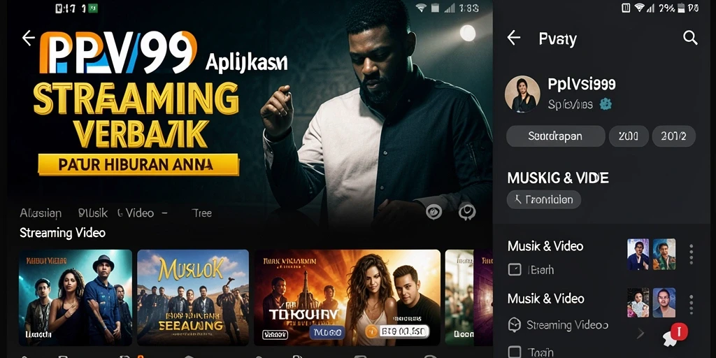 Antarmuka aplikasi PPV99 untuk Streaming Video yang intuitif.
