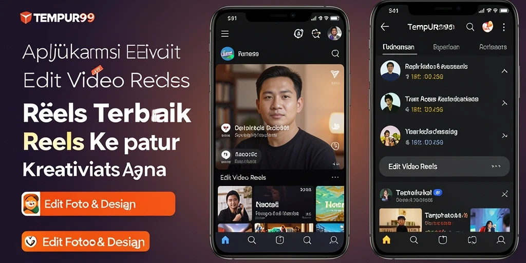 Tampilan antarmuka TEMPUR99 untuk edit video Reels yang intuitif.