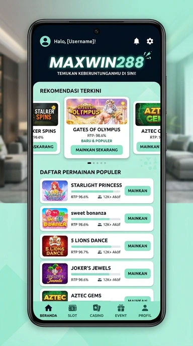 Tampilan katalog aplikasi maxwin288