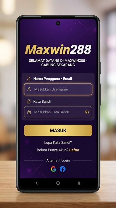 Tampilan halaman login maxwin288